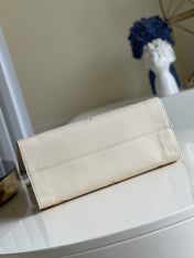 LV ONTHEGO MM 35 CREAM COWHIDE-LEATHER TRIM