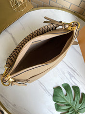 MAIDA HOBO 33CM BEIGE MONOGRAM EMBOSSED GRAINED COWHIDE