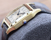 SANTOS DUMONT QUARTZ 33MM GOLD LEATHER