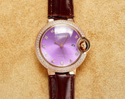 BALLON BLEU 33MM ROSE GOLD CASE PINK DIAL LEATHER STRAP
