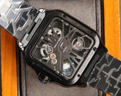 SANTOS DE CARTIE STAINLES STEEL SKELETON DIAL ALL BLACK
