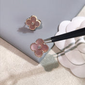 CLOVER GOLD PINK MOP EARRINGS