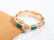 SERPENTI RING PINK GOLD MALACHITE DIAMOND 3MM