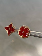 STAR AND SUN PINK GOLD CARNELIAN STUD EARRINGS