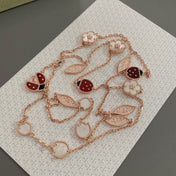 LUCKY SPRING 15 MOTIFS PINK GOLD NECKLACE
