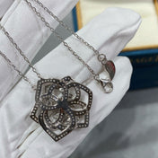 ROSE PEDANT SILVER DIAMOND NECKALCE