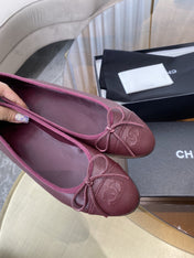 BALLET FLATS BURGUNDY GRAINED CALFSKIN