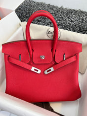 HM BIRKIN 25CM RED TOGO LEATHER SILVER HARDWARE