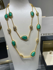 BOHEME 16 MOTIF MALACHITE DIAMOND GOLD NECKLACE