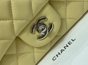 MINI SQUARE FLAP BAG 17CM YELLOW LAMBSKIN SILVER HARDWARE