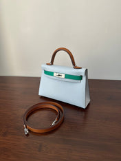 HM KELLY MINI 20 CLOUD BLUE EPSOM SILVER HARDWARE