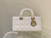 MEDIUM LADY D-JOY 26 WHITE LAMBSKIN