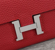 HM CLUTCH CONSTANCE 20.5 RED CALFSKIN SILVER HARDWARE