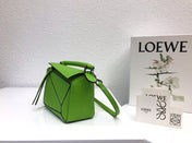 LOE MINI 18 PUZZLE BAG IN EMERALD GREEN CALFSKIN