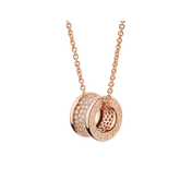 ZERO 1 PINK GOLD PENDANT NECKLACE WITH PAVED DIAMONDS