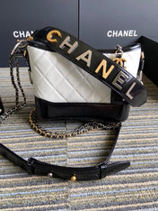 CC MEDIUM 20 HOBO BAG IN WHITE MIX BLACK CALFSKIN WITH STRAP