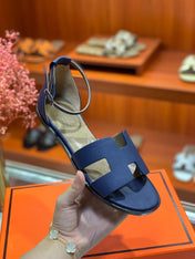 SANTORINI SANDAL NAVY CALFSKIN