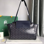 GOYA 26S ROUETTE PM TOTE BAG 30MM IN NAVY BLUE CANVAS AND CALFSKIN