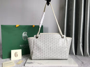 GOYA 26S ROUETTE PM TOTE BAG 30MM IN IVORY WHITE CANVAS AND CALFSKIN