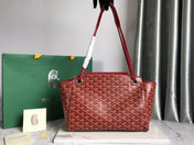 GOYA 26S ROUETTE PM TOTE BAG 30MM IN DARK RED CANVAS AND CALFSKIN