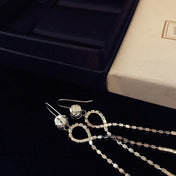 MIUMIU 26S CRYSTAL DOUBLE LOOP DROP EARRINGS IN SILVER TONE METAL 630846