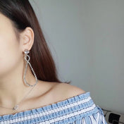MIUMIU 26S CRYSTAL DOUBLE LOOP DROP EARRINGS IN SILVER TONE METAL 630846