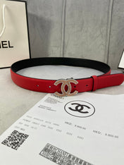 CC 26S BELT 30 MM IN RED CALFSKIN STONE EMBELLISHED SILVER TONE 661123
