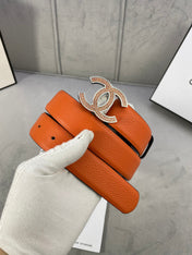 CC 26S BELT 30 MM IN ORANGE CALFSKIN STONE EMBELLISHED SILVER TONE 661125