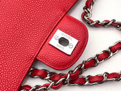 FLAP BAG MEDIUM 25CM RED CAVIAR SILVER HARDWARE