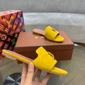 Summer Charms Sandals in Yellow Suede Pink Lambskin