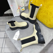TIRE CHELSEA BOOT IN BLACK MIX BISQUE BEIGE CALFSKIN