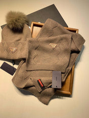 SET SCARF AND HAT IN MEDIUM BROWN WOOL AND RABBIT FUR 416364