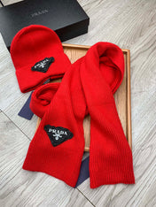 SET SCARF AND HAT IN CHERRY RED WOOL AND RABBIT FUR 386076