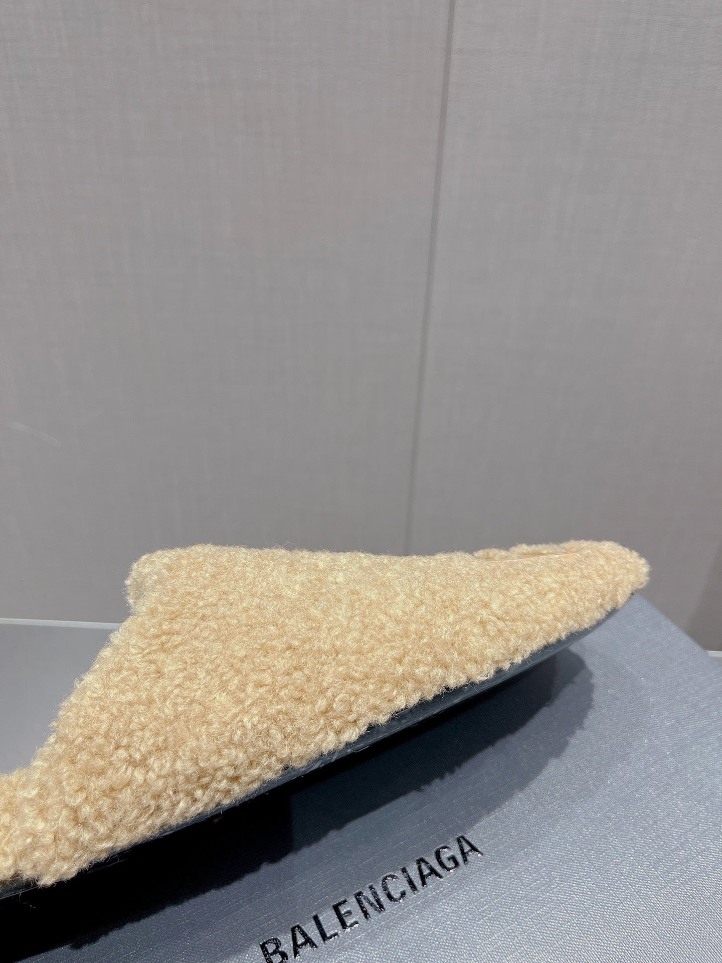 BALENCIAGA 25S MULES IN BEIGE WOOL WITH LOGO