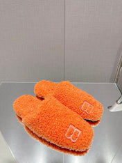 BALENCIAGA 25S MULES IN ORANGE WOOL WITH LOGO