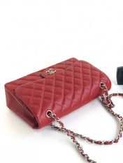 FLAP BAG JUMBO 30CM RED CAVIAR SILVER HARDWARE