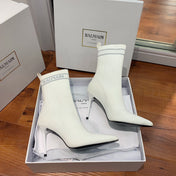 BALMAIN 26S BOOTS 105 MM IN WHITE FLYKNIT STYLE 15