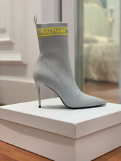 BALMAIN 26S BOOTS 105 MM IN GREY FLYKNIT STYLE 13