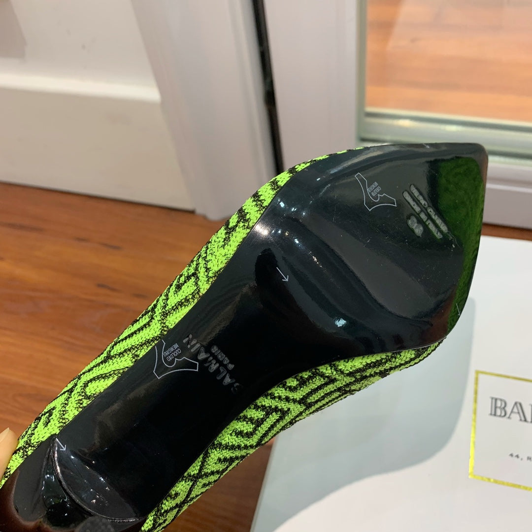 BALMAIN 26S BOOTS 105 MM IN GREEN FLYKNIT STYLE 20