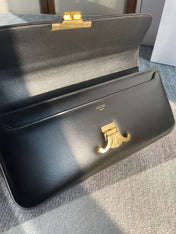 CHAIN SHOULDER BAG CLAUDE 33 IN BLACK CALFSKIN GOLD HARDWARE