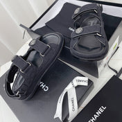 CHANEL 26S SANDALS IN BLACK FABRIC