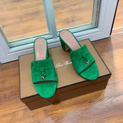 Summer Charms Mules 80 Green Suede Pink Lambskin