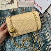 CHANEL 26S FLAP BAG 20 IN LIGHT YELLOW BEIGE LAMBSKIN
