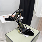 TOM FORD 26S GOLD BUCKLE HEELS 105 MM IN BLACK VELVET