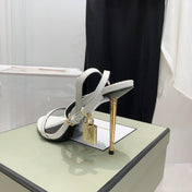 TOM FORD 26S GOLD BUCKLE HEELS 105 MM IN WHITE LAMBSKIN
