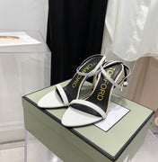 TOM FORD 26S GOLD BUCKLE HEELS 105 MM IN WHITE LAMBSKIN