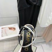 TOM FORD 26S GOLD BUCKLE HEELS 105 MM IN WHITE LAMBSKIN