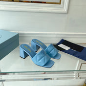 PRA QUILTED NAPPA HEELED SANDALS SKY LAMBSKIN