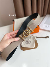 ULYSSE BELT BUCKLE & REVERSIBLE KHAKI BROWN LEATHER STRAP 38MM GOLD HARDWARE