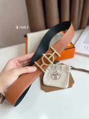 ULYSSE BELT BUCKLE & REVERSIBLE GINGER ORANGE LEATHER STRAP 38MM GOLD HARDWARE